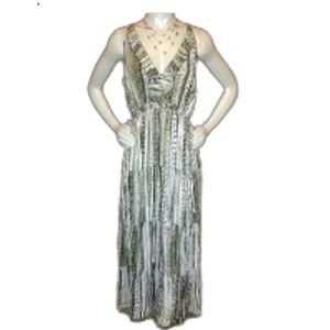Sleeveless, Boho  Swing, Deep V-neck Floor length,Maxi Dress w/gift